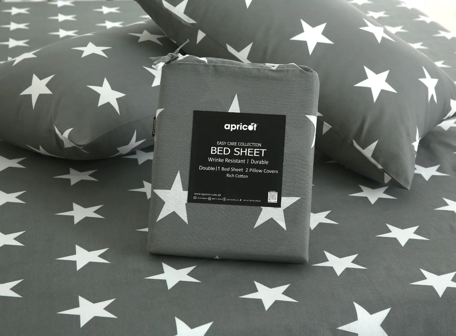 3 PCs Double Bed Sheet With Same Packing- Stars - Image 9