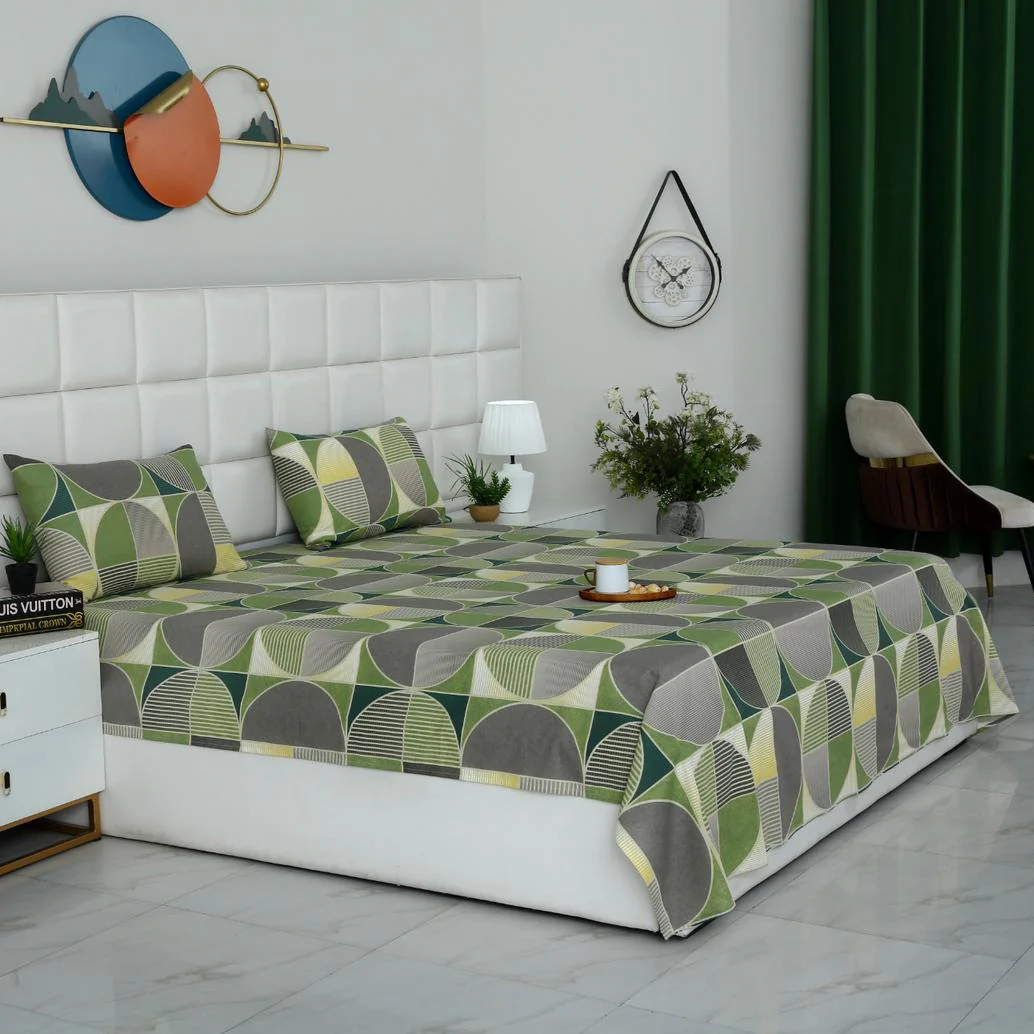 3 PCs Double Bed Sheet With Same Packing-Striped Wave