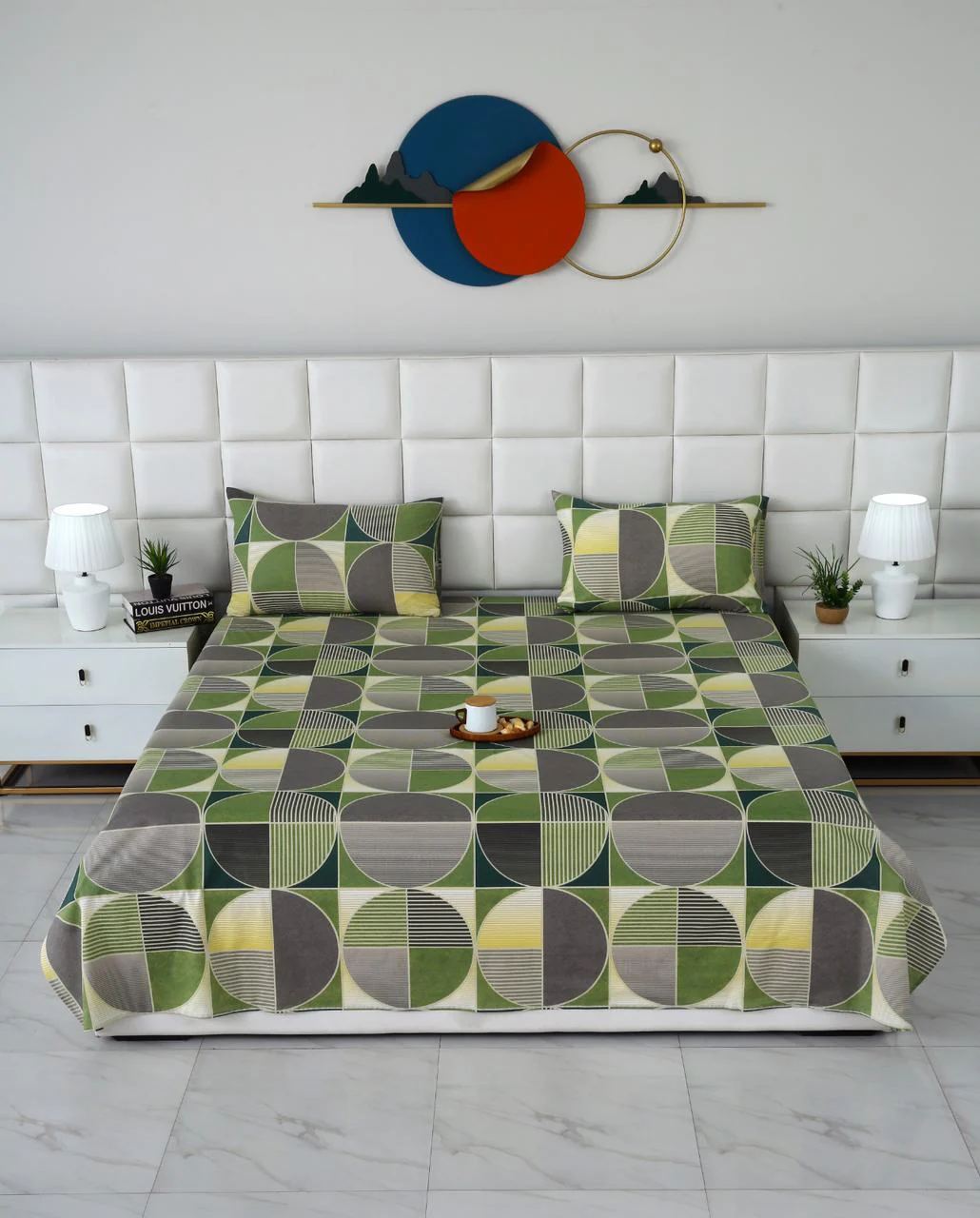 3 PCs Double Bed Sheet With Same Packing-Striped Wave - Image 5