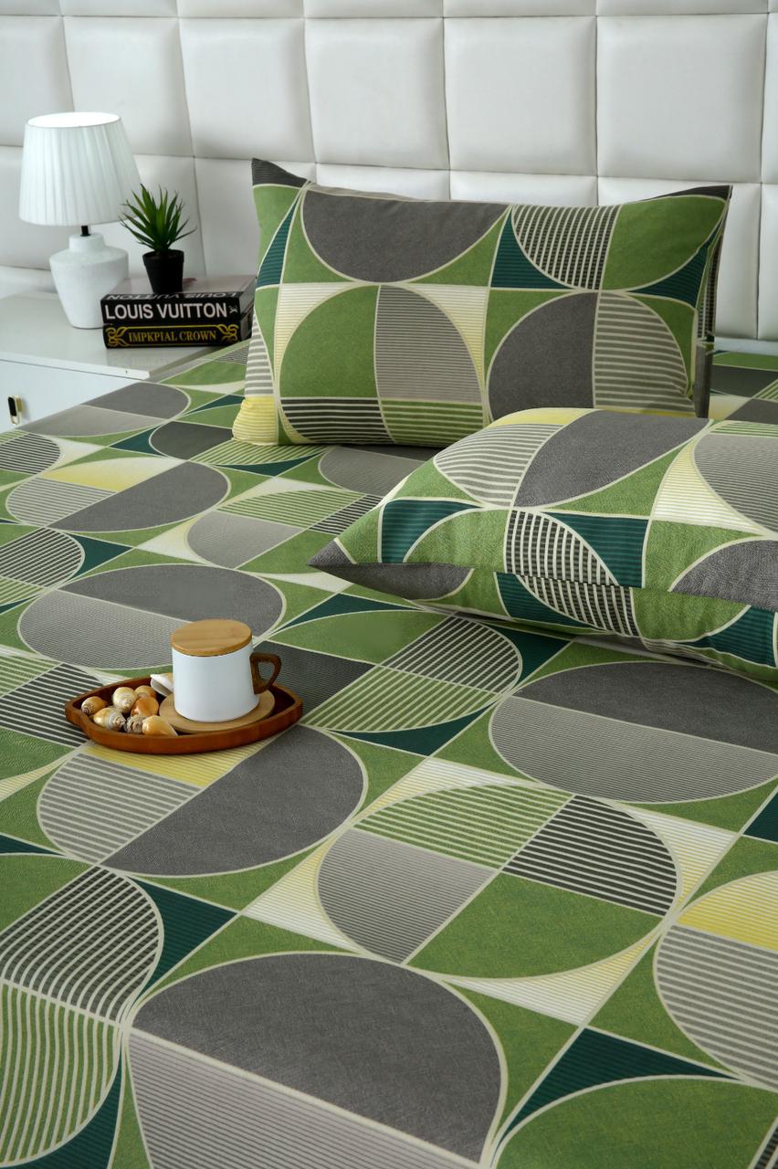 3 PCs Double Bed Sheet With Same Packing-Striped Wave - Image 6