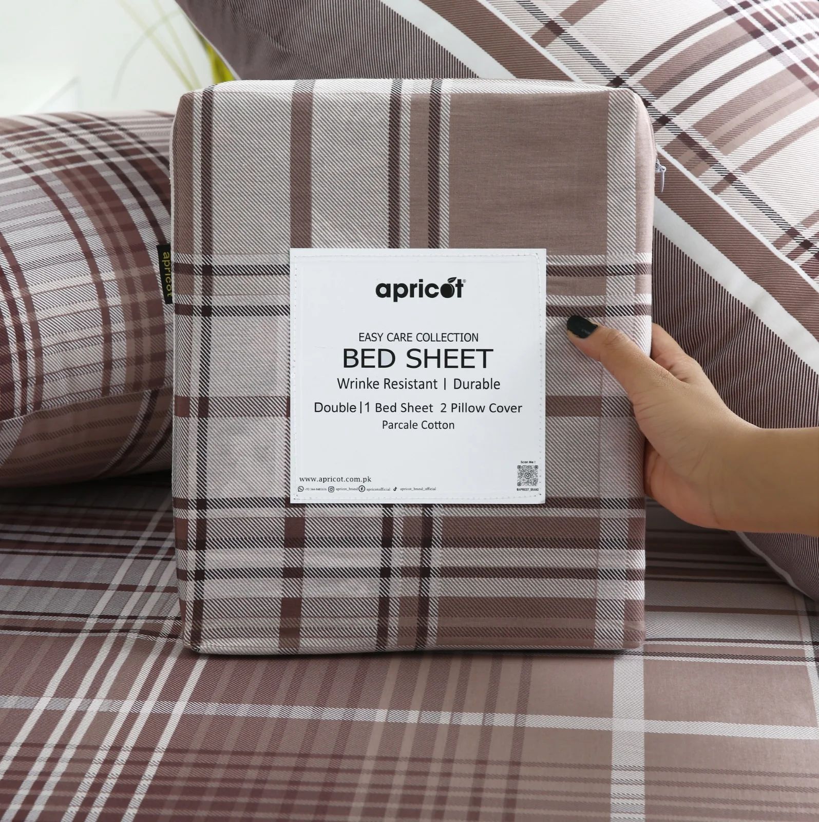 3 PCs Double Bed Sheet With Same Packing- Warm Brown - Image 2