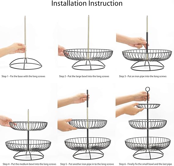 3 Tier Metal Fruit Storage Basket-Black(SA2405-08) - Image 2