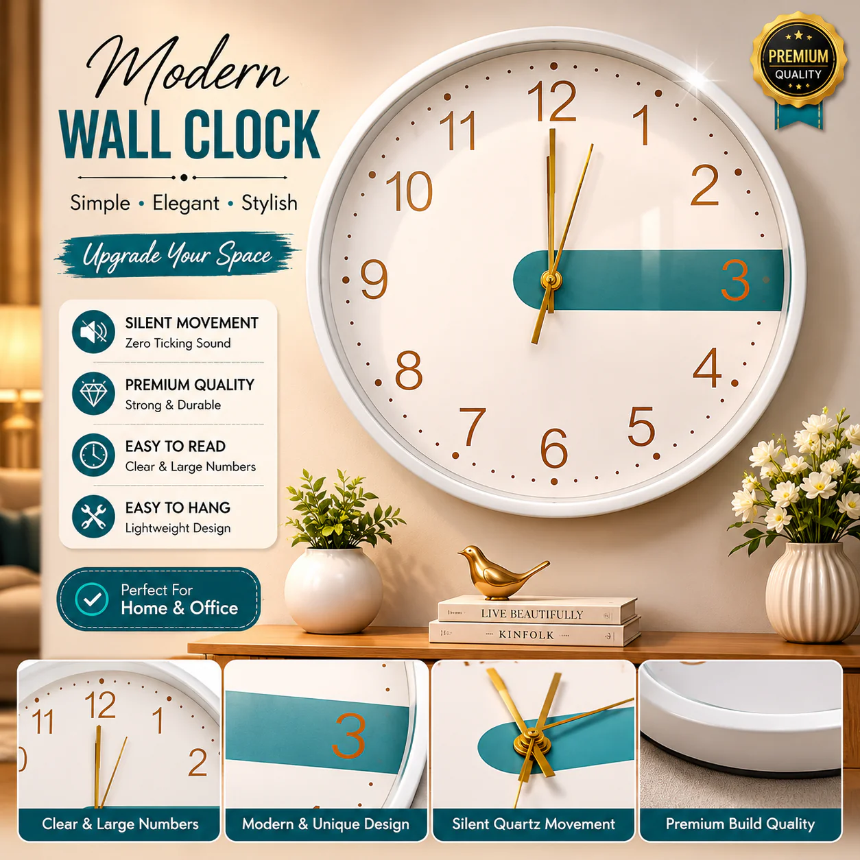 30CM Wall Clock- (SA2405-220)Turquoise