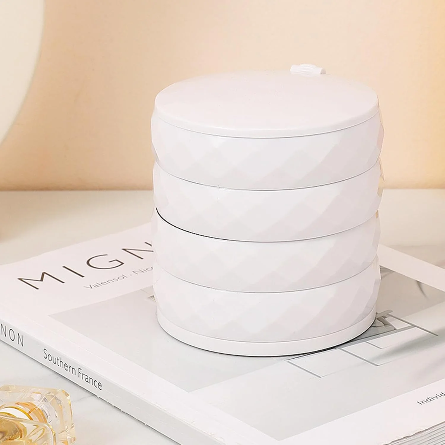 360° Rotatable Jewelry Organizer With Mirror-SA2411-53 (White) - Image 6