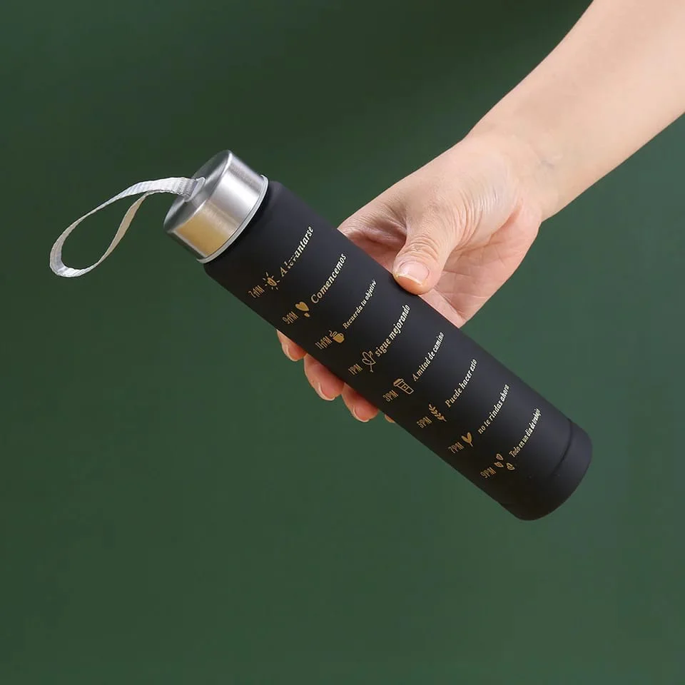 3PCS Water Bottle with Two Straws-5575Black Matte - Image 6