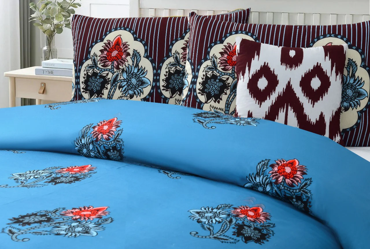 3 PCs Digital Printed Bed Sheet-ADPB-10 - Image 2