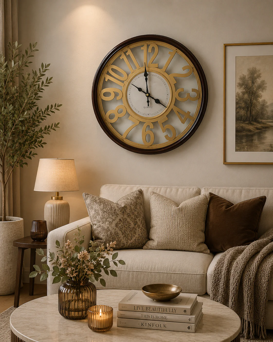 45 Cm Wall Clock-Black Frame - Image 2