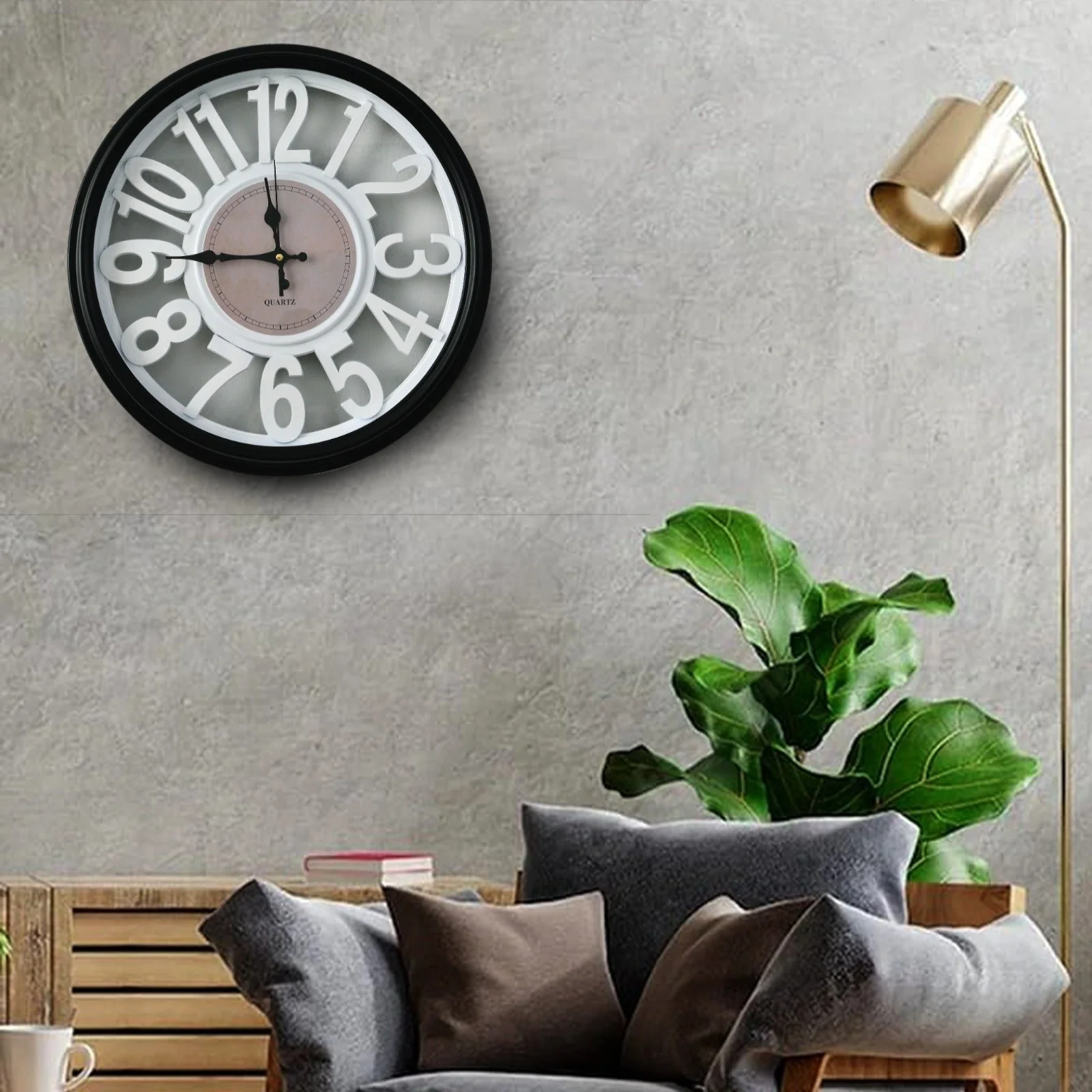 45 Cm Wall Clock-White Digits
