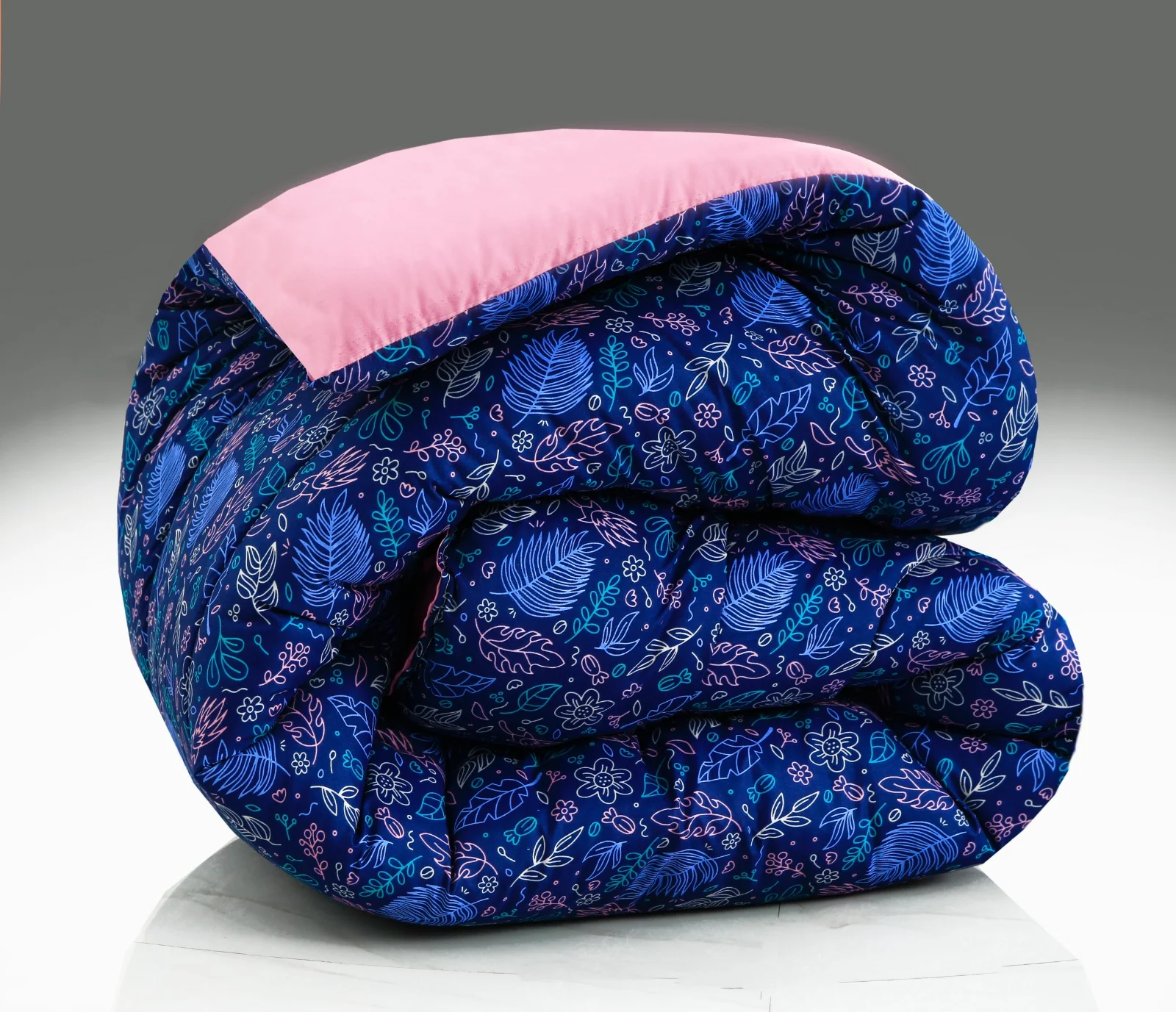 5 PCs Single Razai Set-Blue Lilly - Image 4