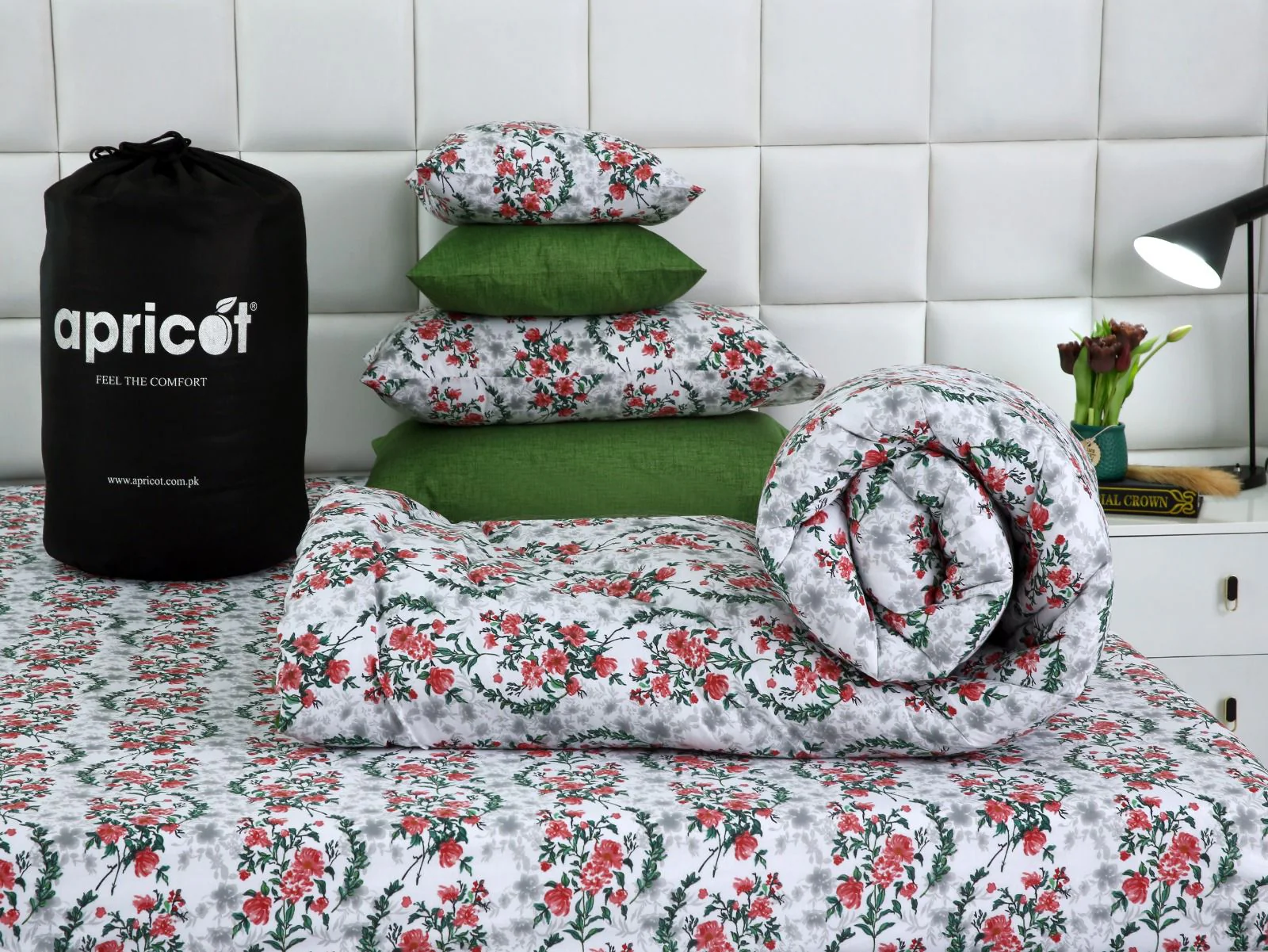 5 PCs Single Razai Set-Emerald Blooms - Image 3