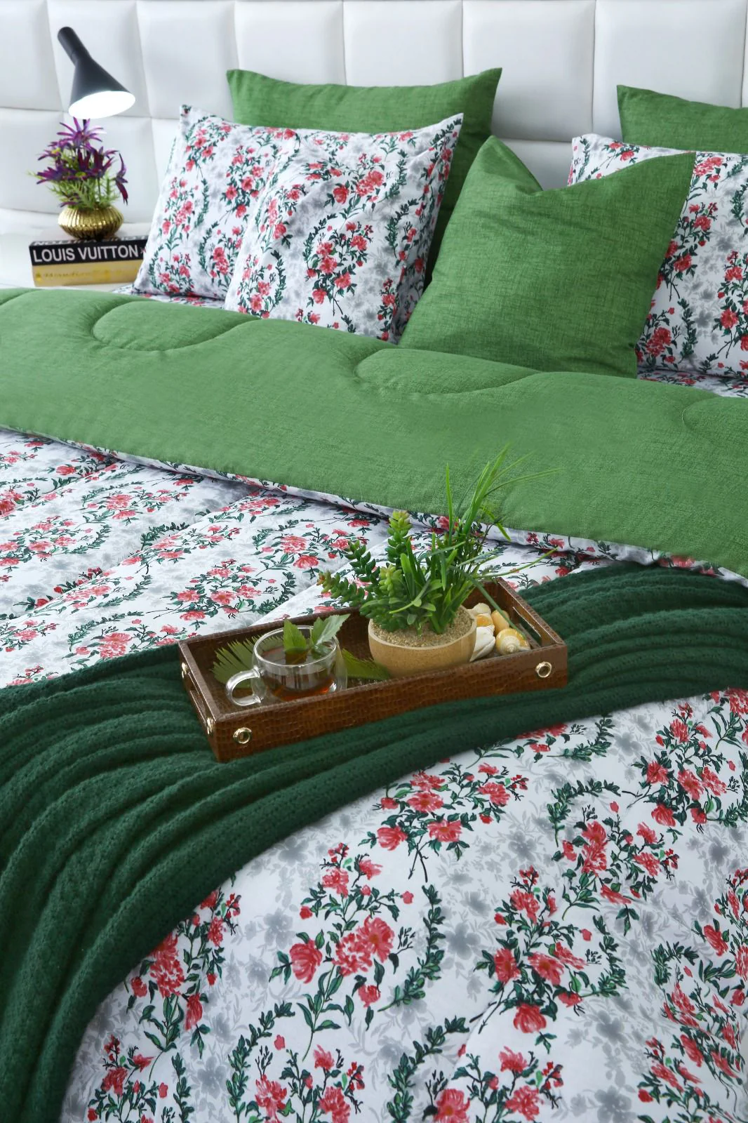 5 PCs Single Razai Set-Emerald Blooms - Image 8