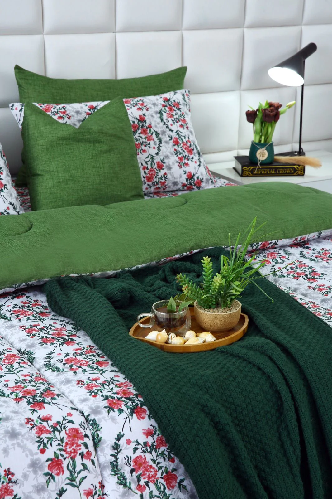 5 PCs Single Razai Set-Emerald Blooms - Image 9