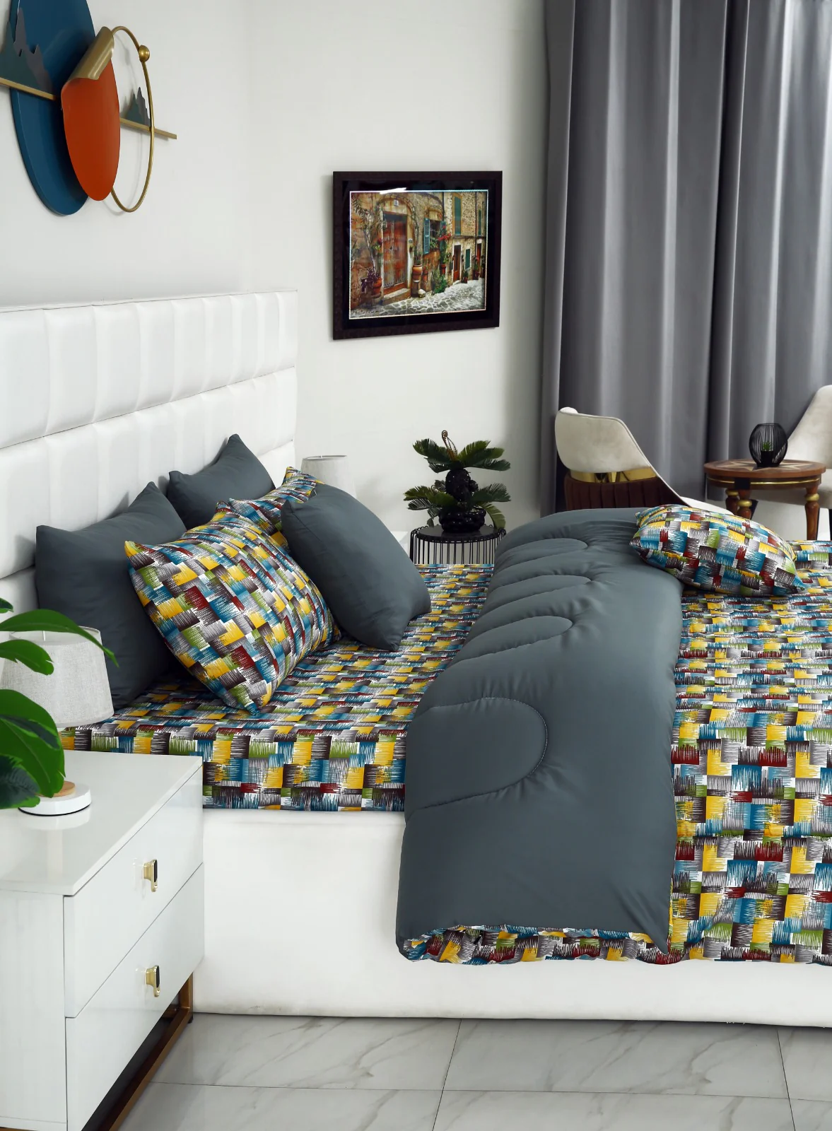 5 PCs Single Razai Set-Multi Ombre(with Grey Reverse)