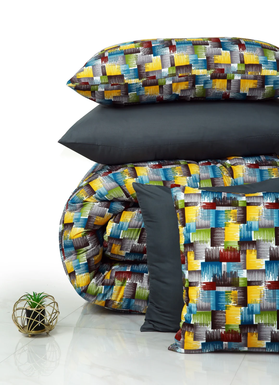 5 PCs Single Razai Set-Multi Ombre(with Grey Reverse) - Image 2