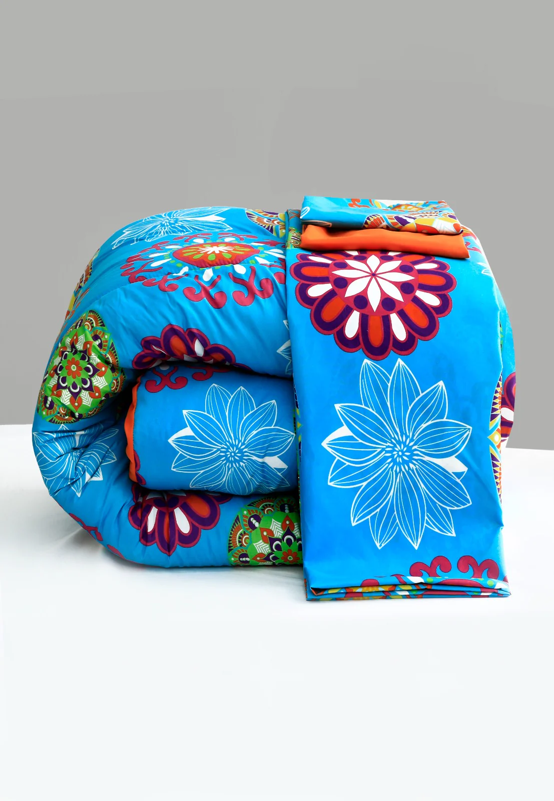 5 PCs Single Comforter Set-(15191)Turquoise Flower - Image 3