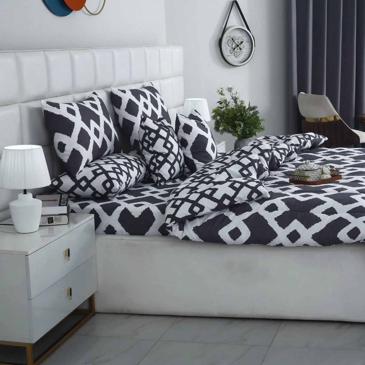 8 PCs Winter Razai Set-Grey Diamond - Image 10