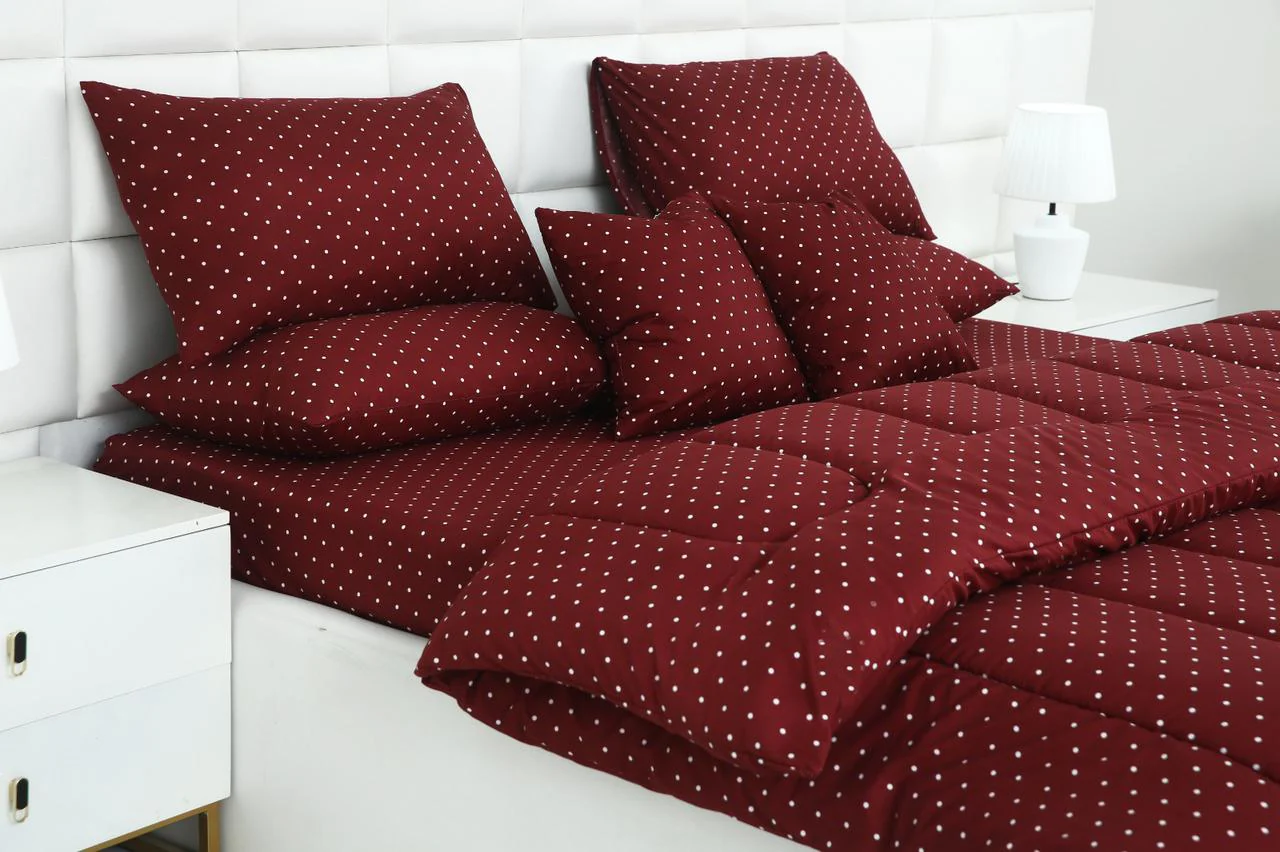 5 PCs Single Razai Set-Plum Polka - Image 3