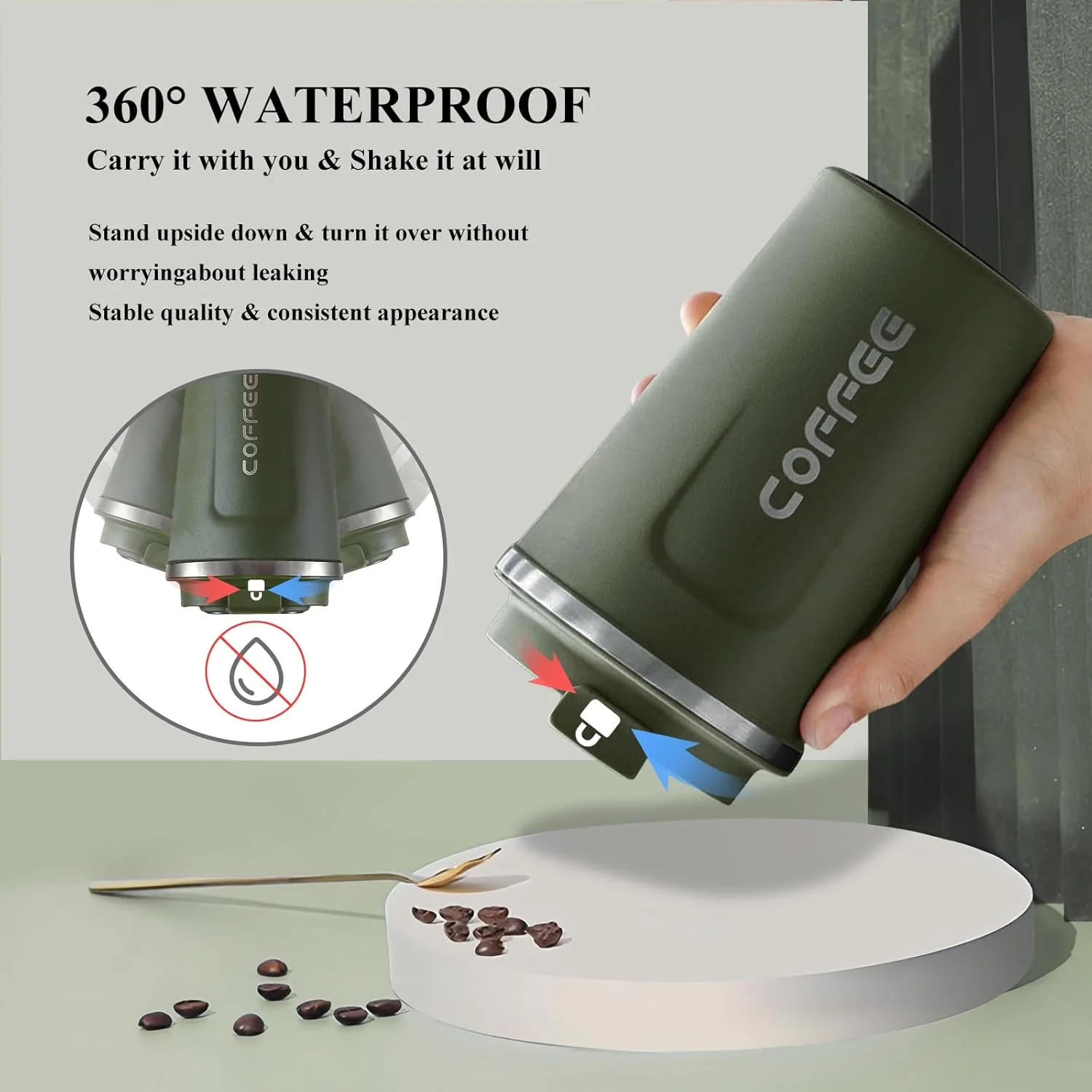 510ML Thermo Coffee Mug with Hermetic Temperature (SA2510-074)Olive - Image 6
