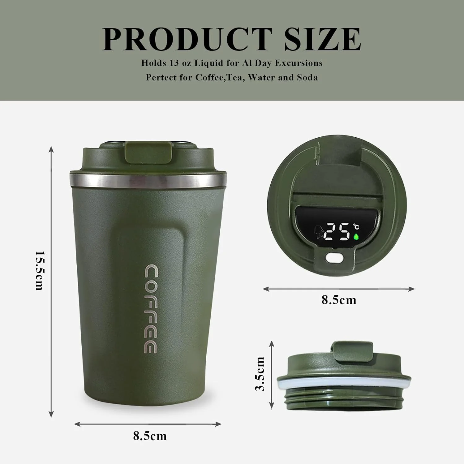 510ML Thermo Coffee Mug with Hermetic Temperature (SA2510-074)Olive - Image 7