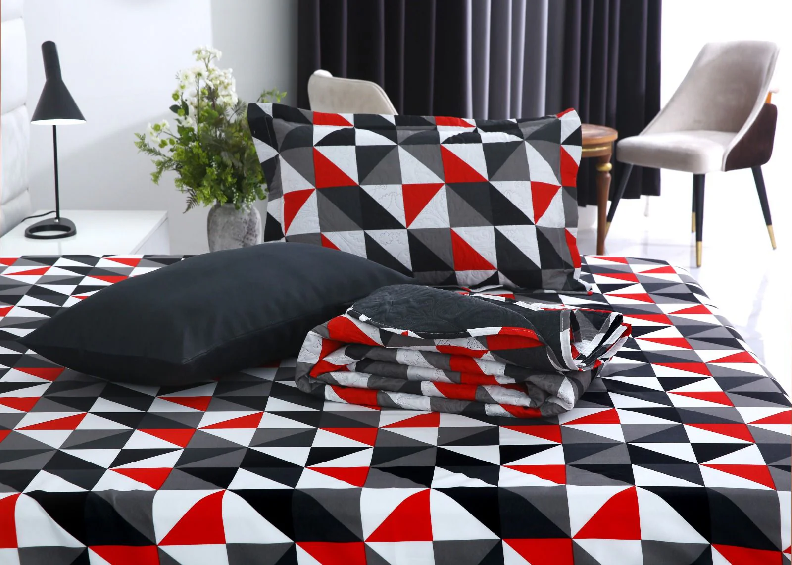 6 PCs Bed Spread Set- Abstract Geometric - Image 10