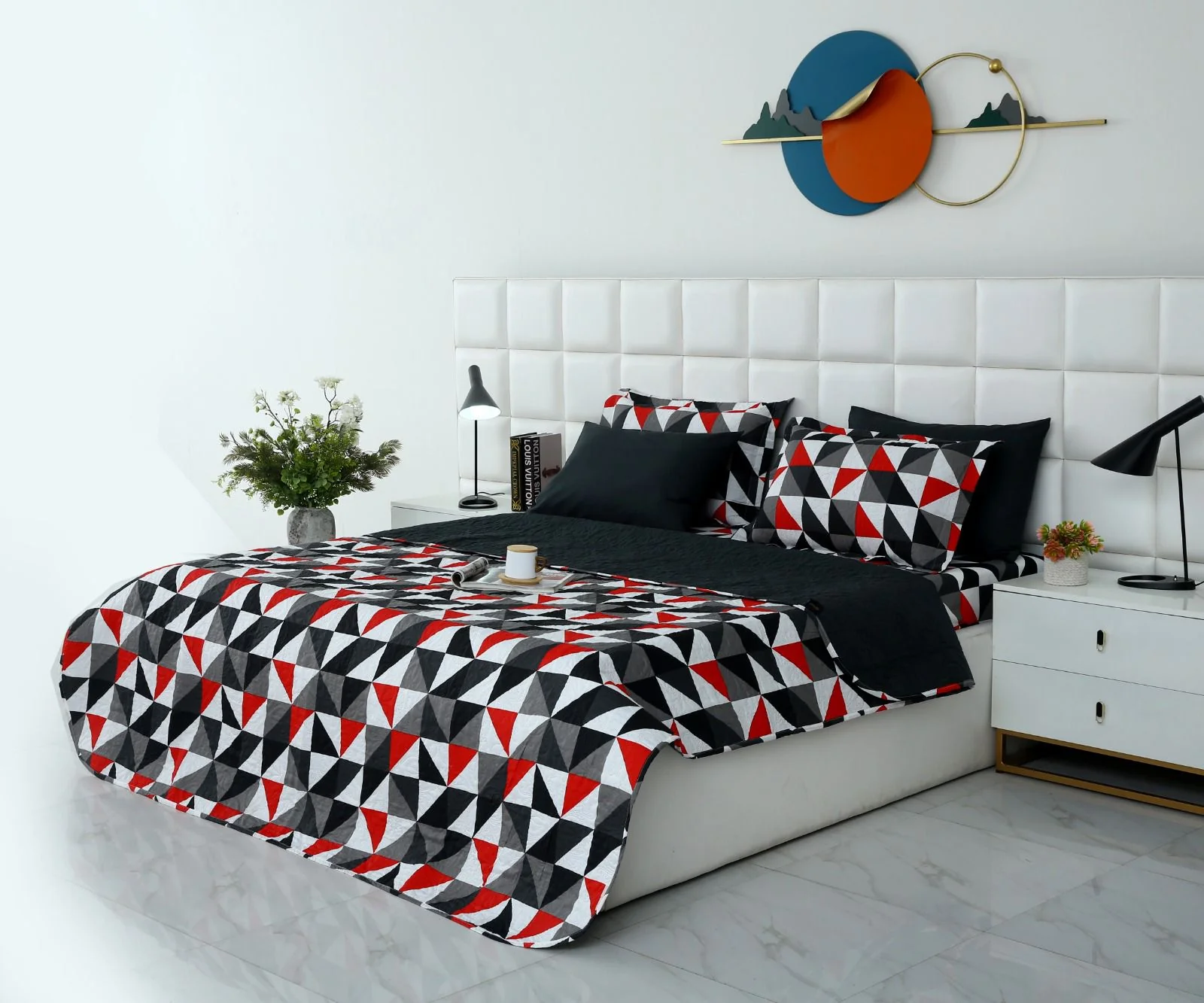 6 PCs Bed Spread Set- Abstract Geometric - Image 3