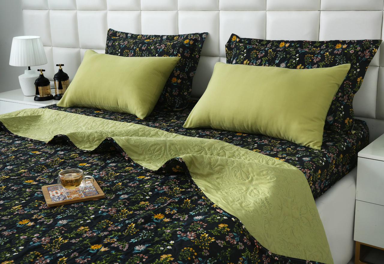 6 PCs Bed Spread Set- Black Meadows - Image 11