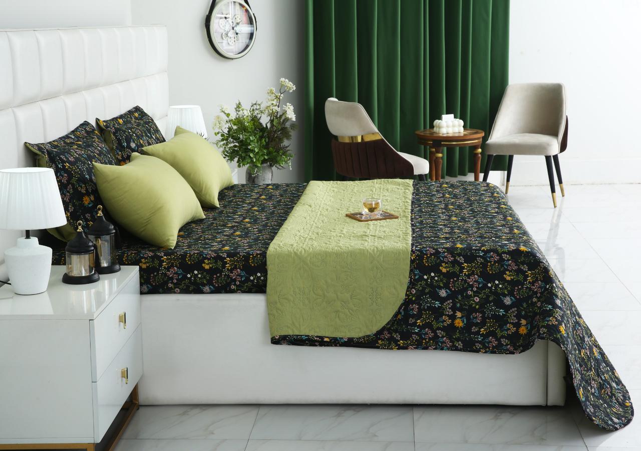 6 PCs Bed Spread Set- Black Meadows - Image 3