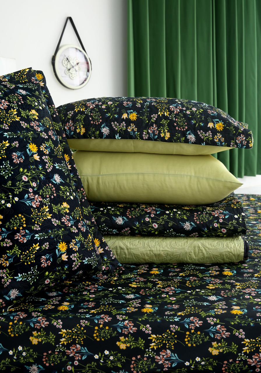 6 PCs Bed Spread Set- Black Meadows - Image 4