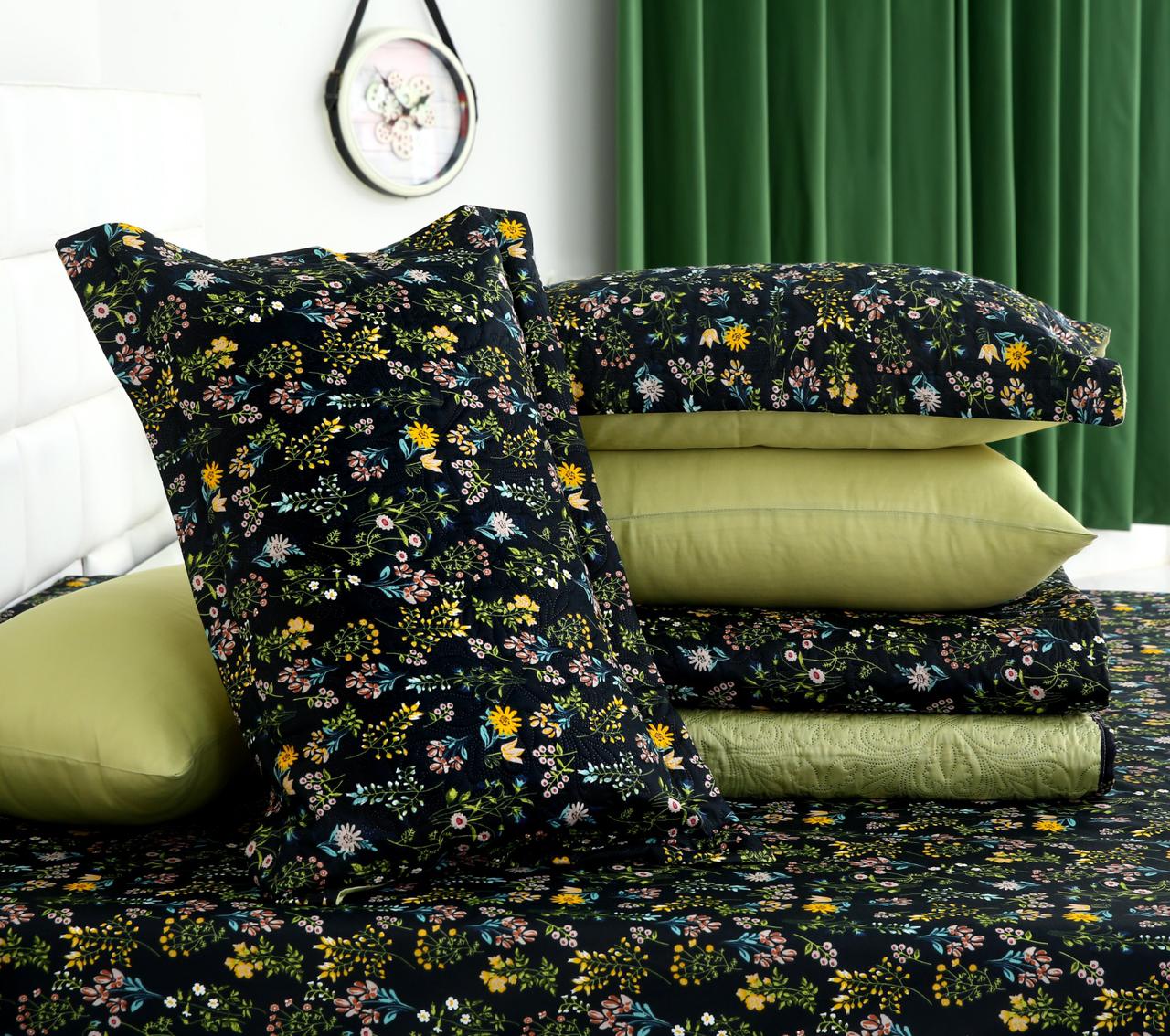 6 PCs Bed Spread Set- Black Meadows - Image 5