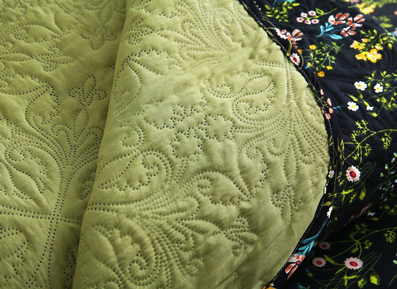 6 PCs Bed Spread Set- Black Meadows - Image 6