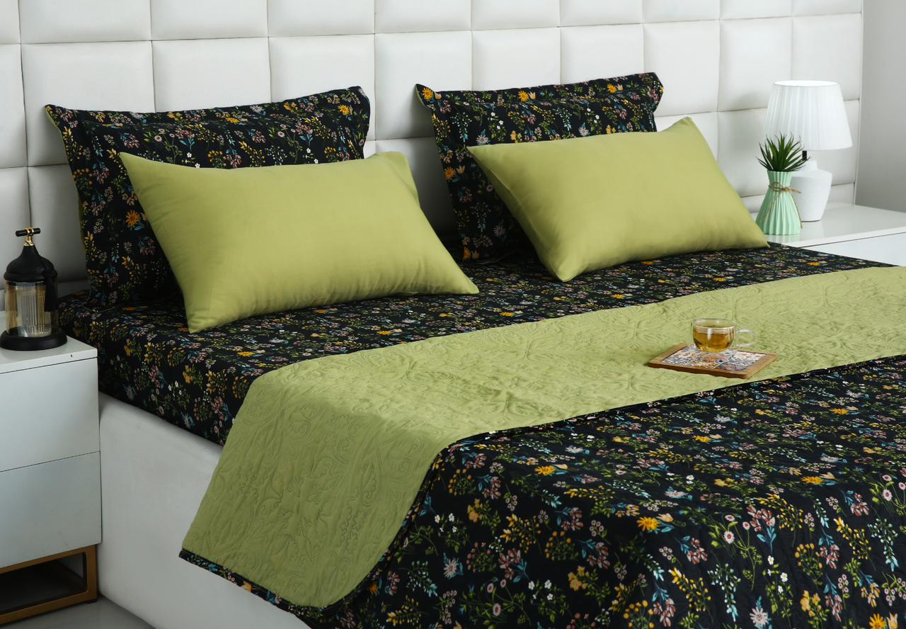 6 PCs Bed Spread Set- Black Meadows - Image 8