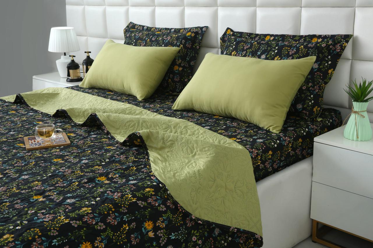 6 PCs Bed Spread Set- Black Meadows - Image 9