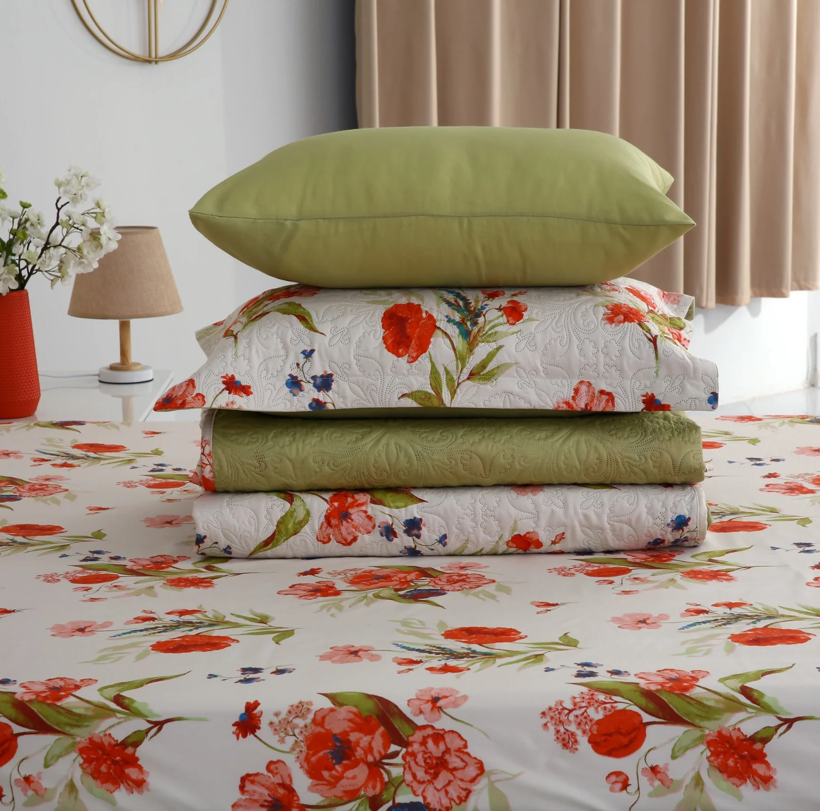 6 PCs Bed Spread Set- Cosmic Bloom - Image 11