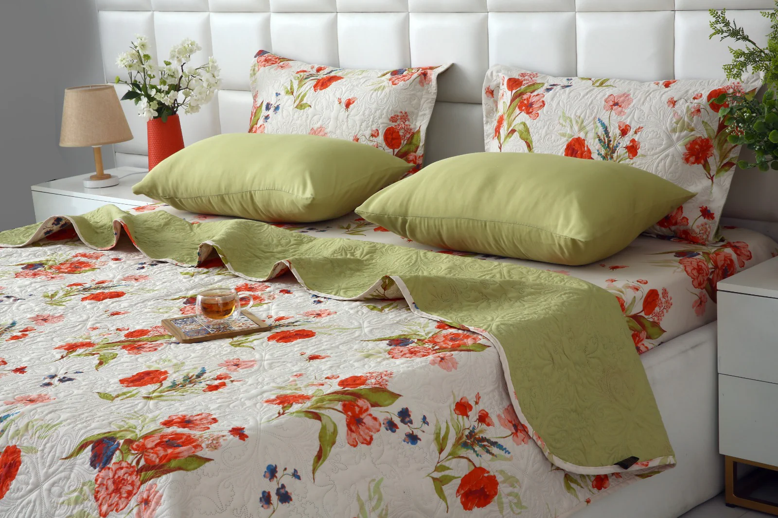 6 PCs Bed Spread Set- Cosmic Bloom - Image 6