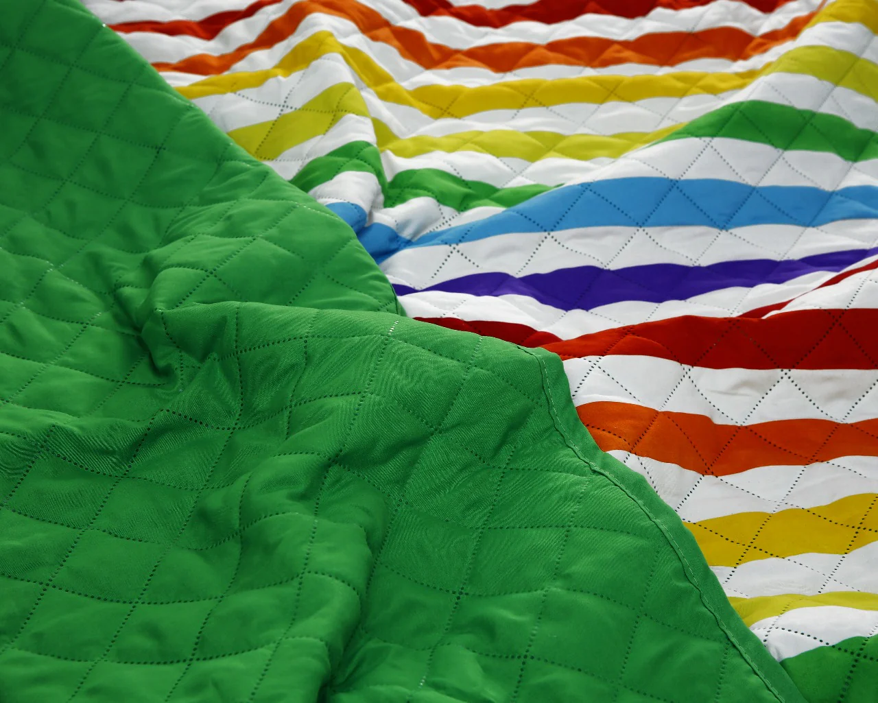 6 PCs Bed Spread Set-Multi Stripe(Parrot) - Image 10