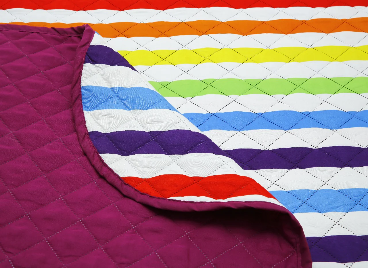 6 PCs Bed Spread Set-Multi Stripe(Plum) - Image 14