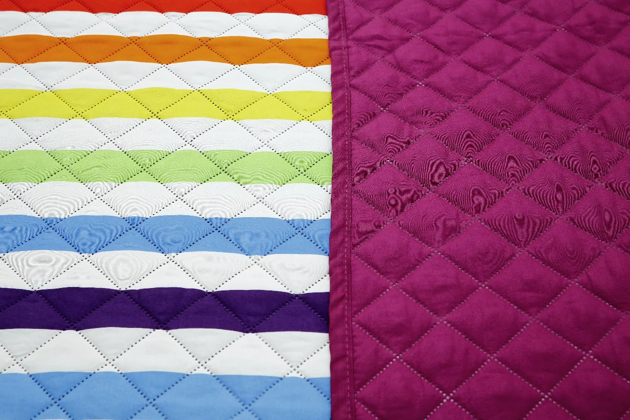 6 PCs Bed Spread Set-Multi Stripe(Plum) - Image 5