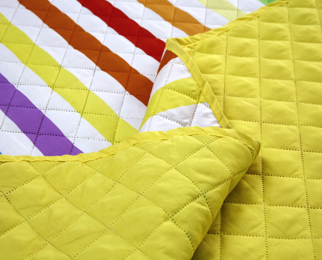 6 PCs Bed Spread Set-Multi Stripe(Yellow) - Image 4