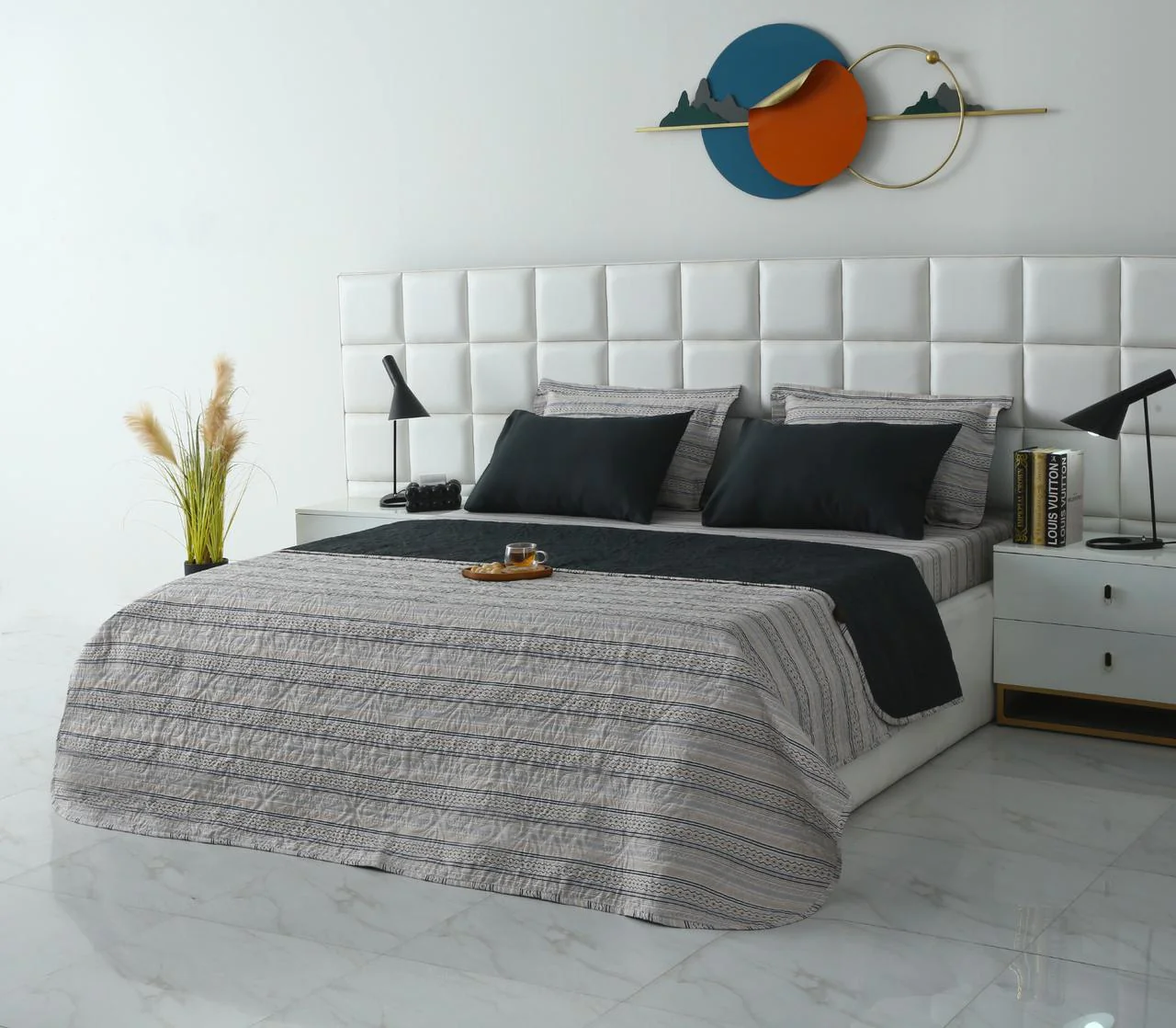 6 PCs Bed Spread Set- Slate - Image 4