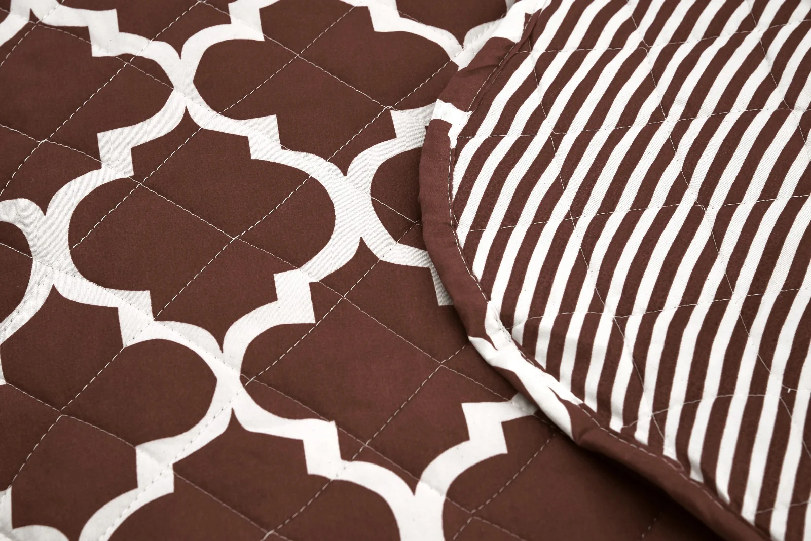 6 PCs Printed Bed Spread Set-Brown Geometric - Image 3