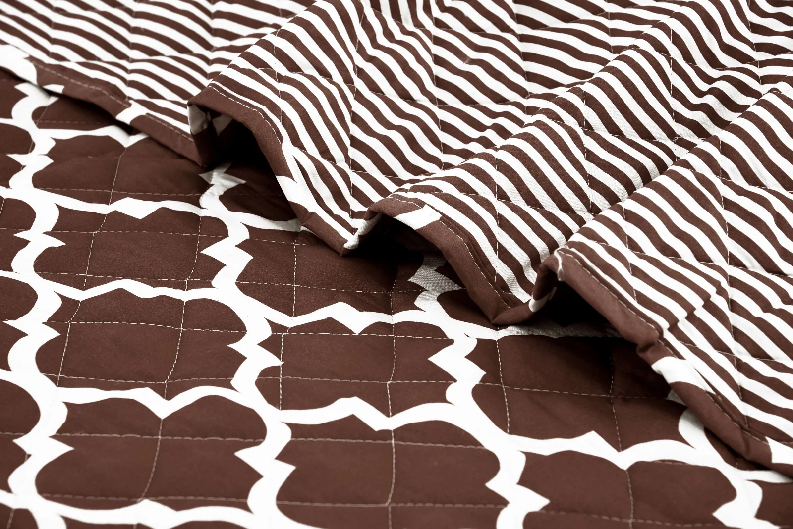 6 PCs Printed Bed Spread Set-Brown Geometric - Image 4