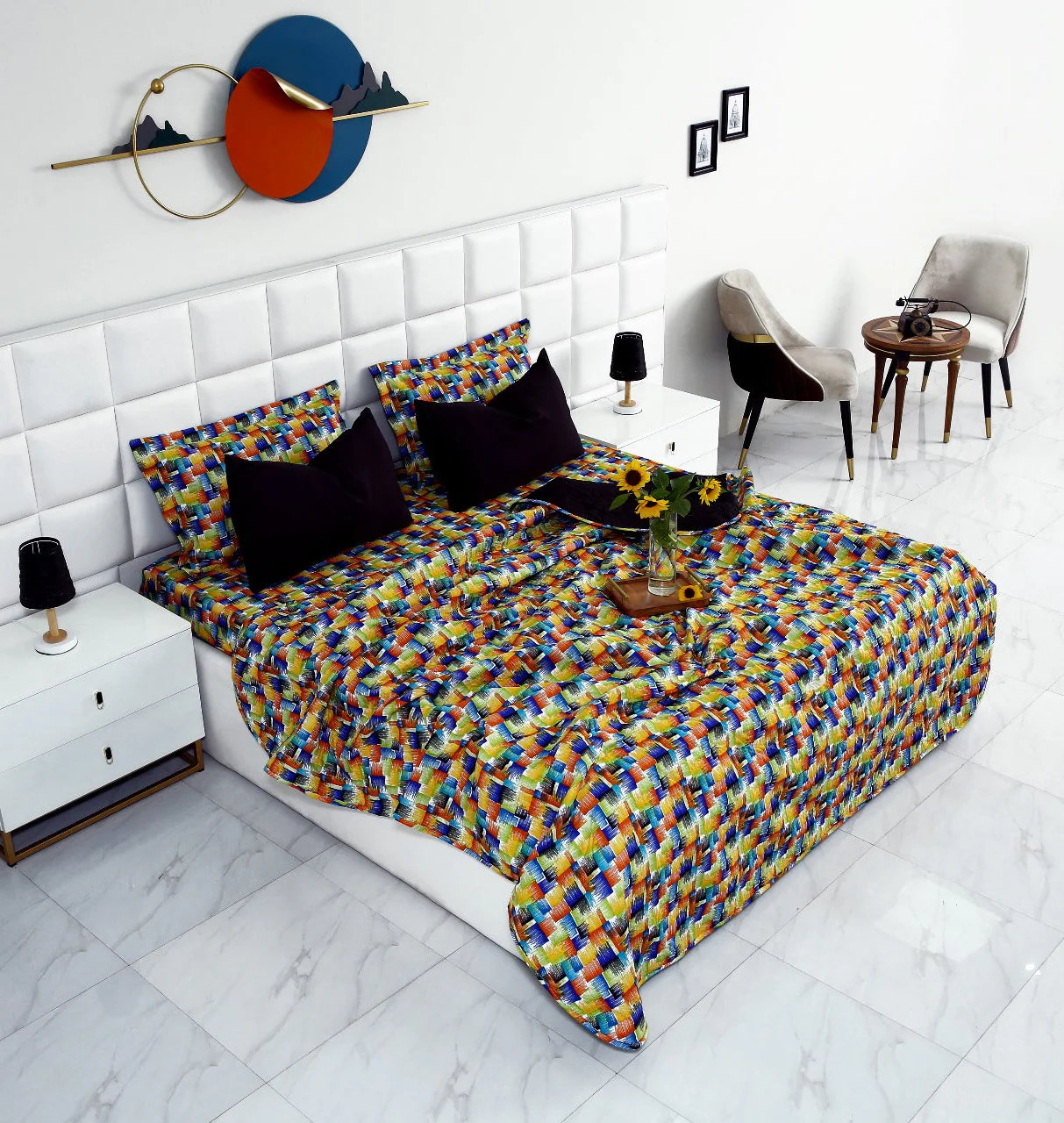 6 PCs Printed Bed Spread Set-Coral Rush