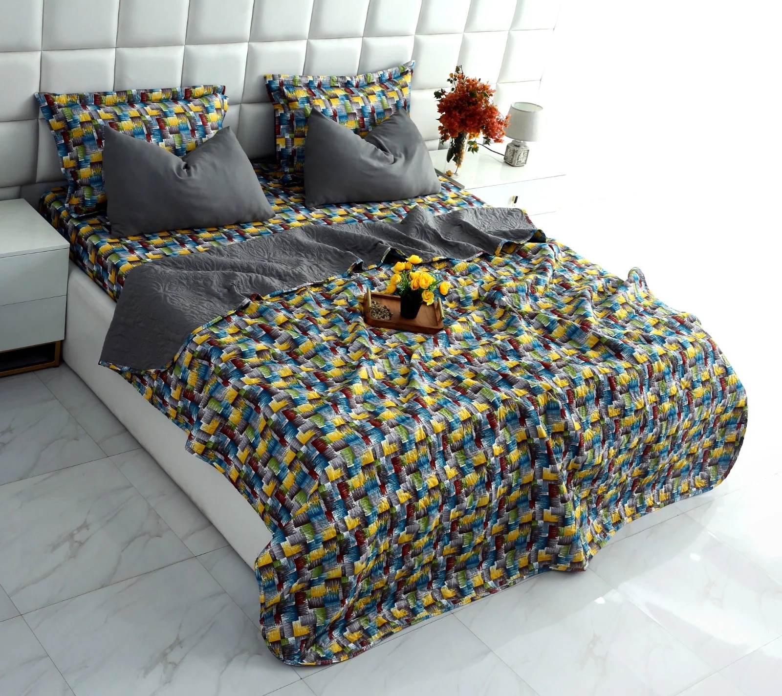 6 PCs Printed Bed Spread Set-Multi Ombre