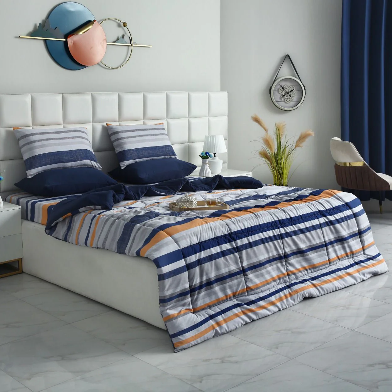6 PCs Summer Comforter Set- Multi Bands
