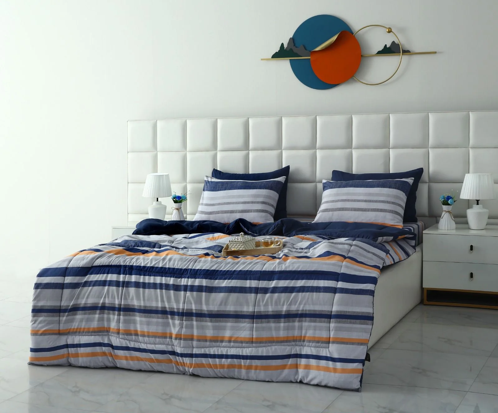 6 PCs Summer Comforter Set- Multi Bands - Image 2