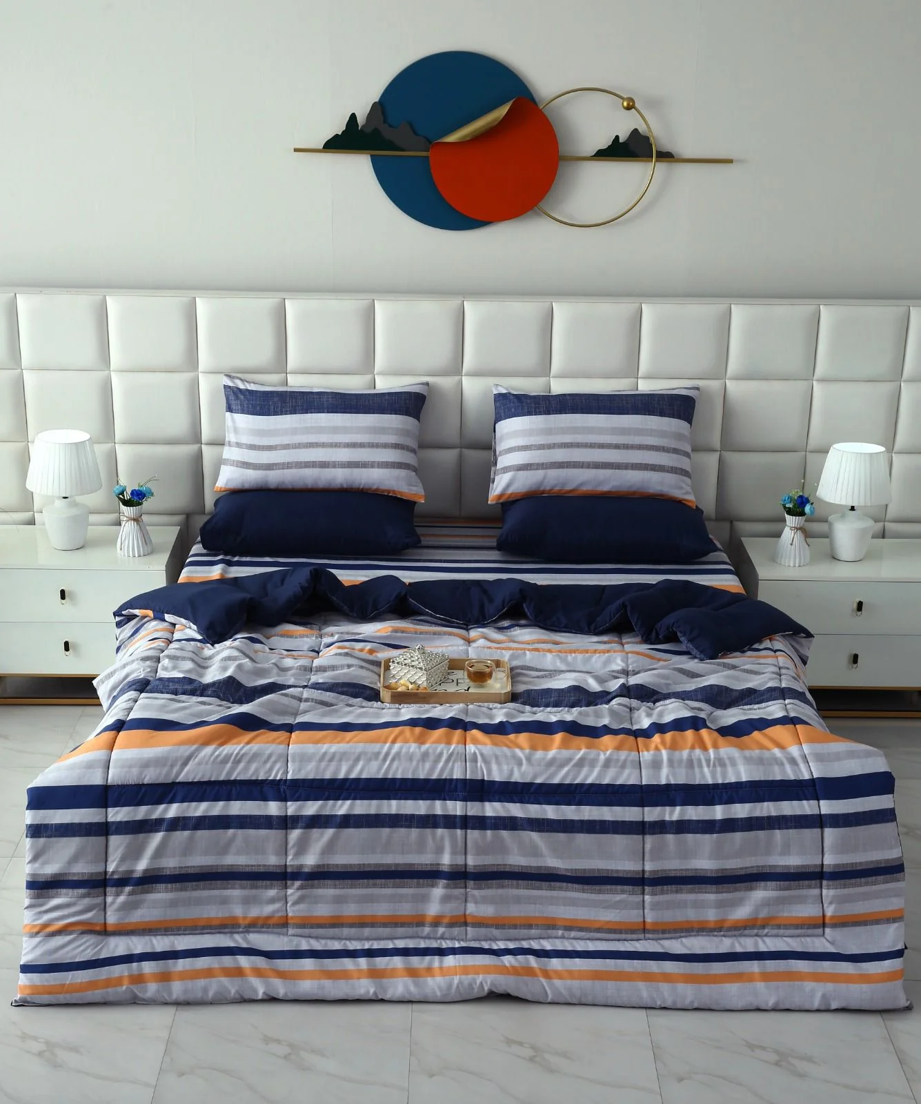 6 PCs Summer Comforter Set- Multi Bands - Image 5