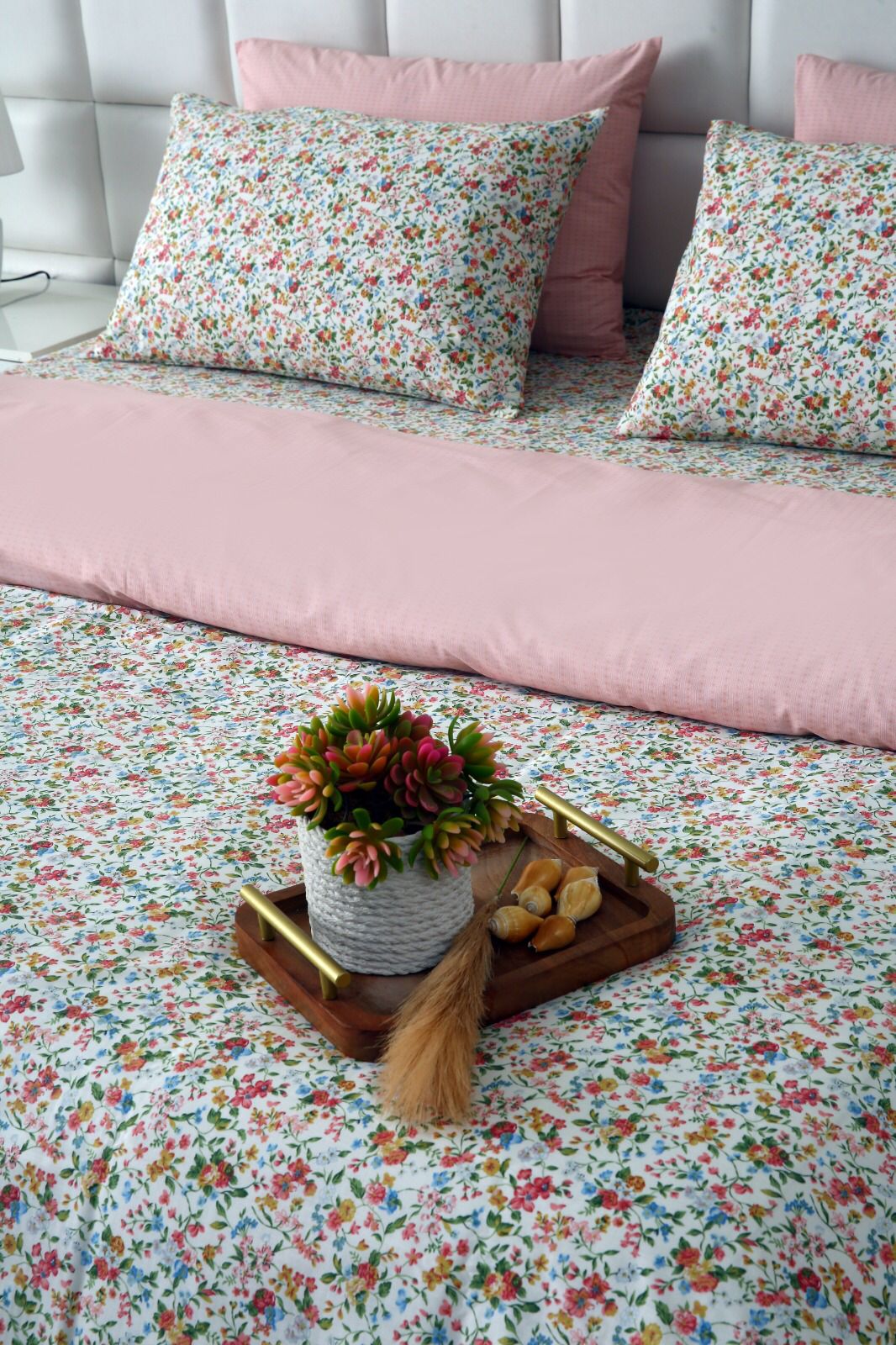 6PCs Duvet Cover- Pink Tiny Flowers - Image 13