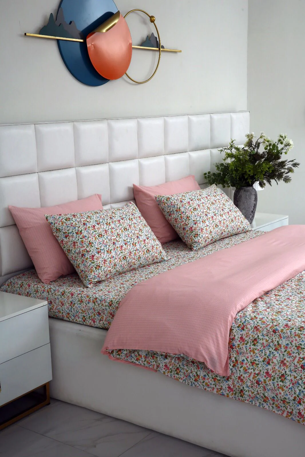 6PCs Duvet Cover- Pink Tiny Flowers - Image 15