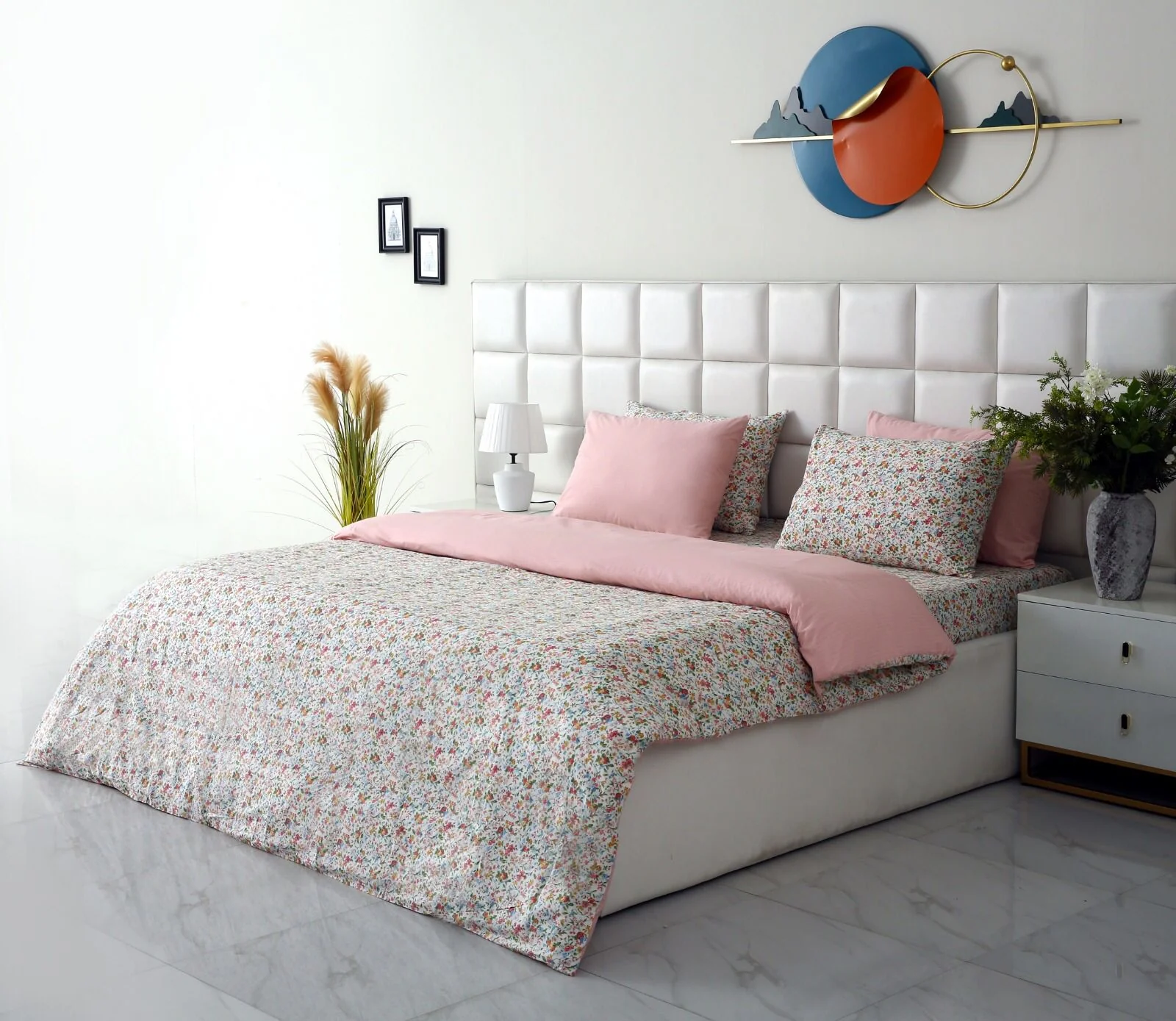 6PCs Duvet Cover- Pink Tiny Flowers - Image 5