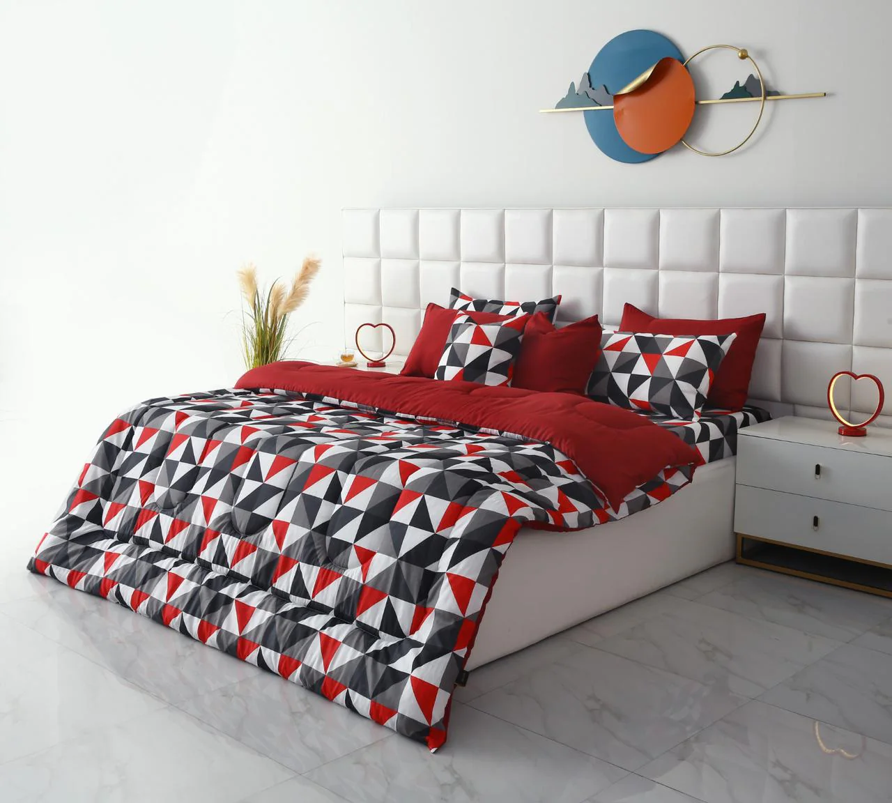 8 PCs Winter Razai Set-Abstract Geometric - Image 2